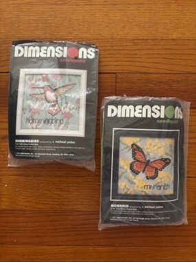 Vintage Needlepoint - Monarch & Hummingbird!
